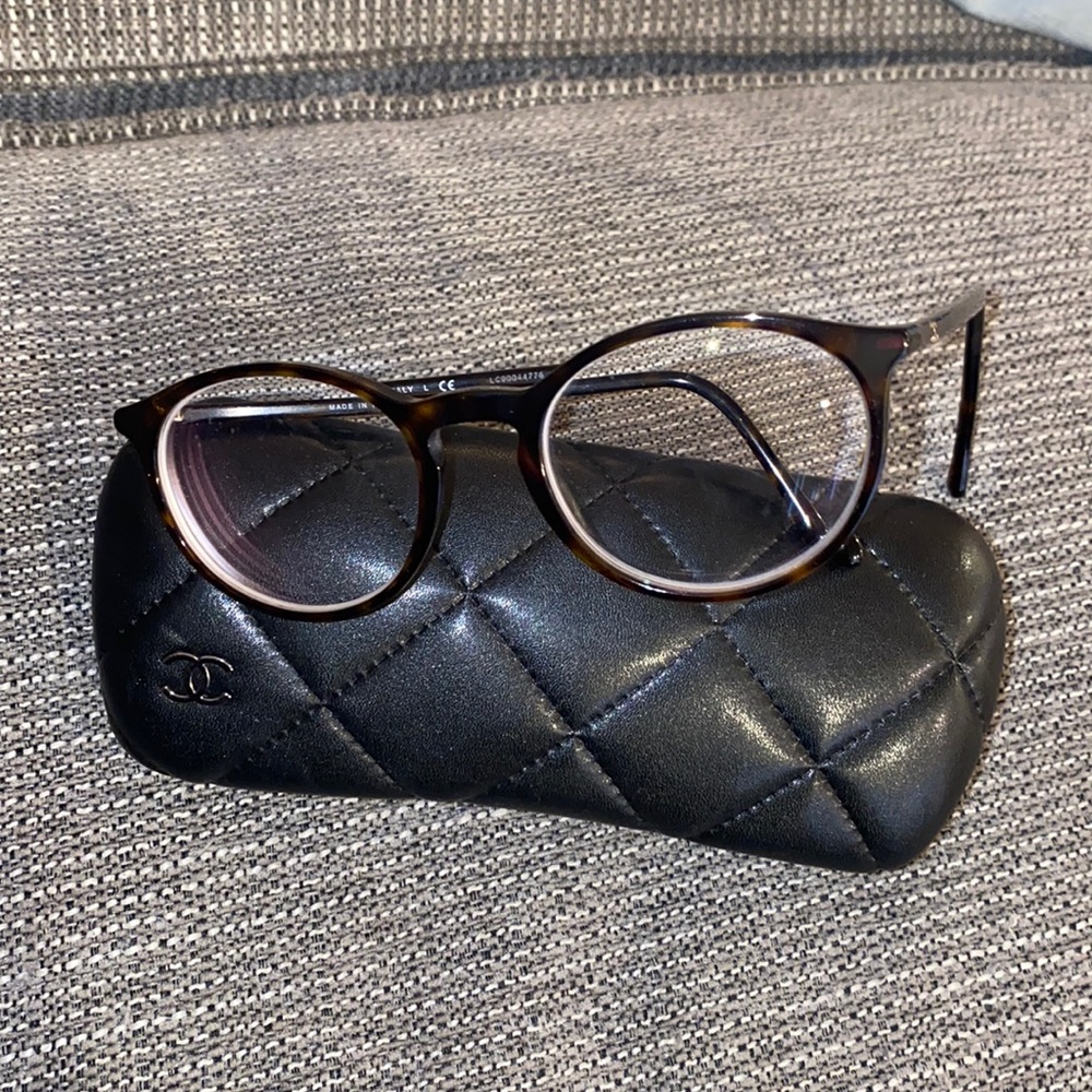 CHANEL optical 3372 color 714 (brown) size 48-19. Mint condition with case